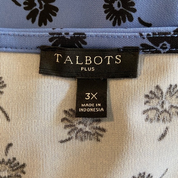 Talbots Plus Size Blue Floral Faux Fit and Flare Wrap Dress 3617 - Picture 7 of 9